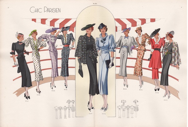 Chic Paris fashion prints from 1936